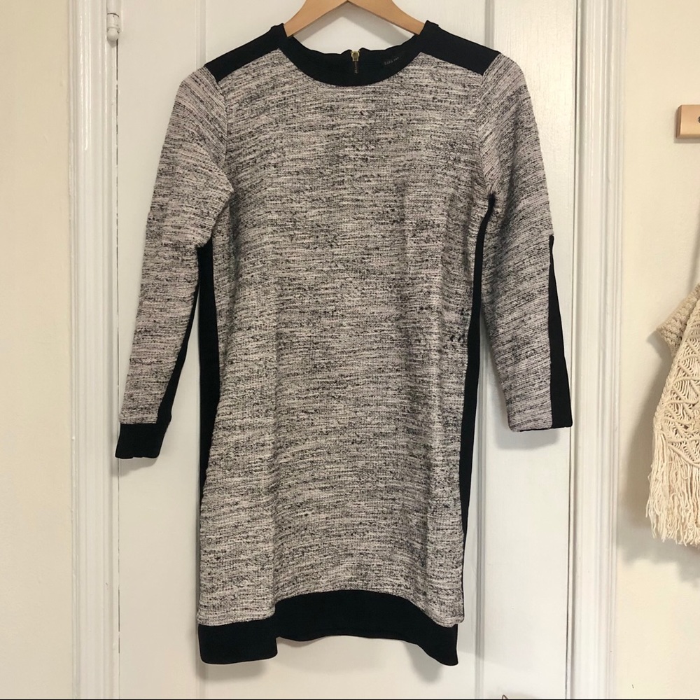 Zara gray/black long sleeve tweed mini dress M
